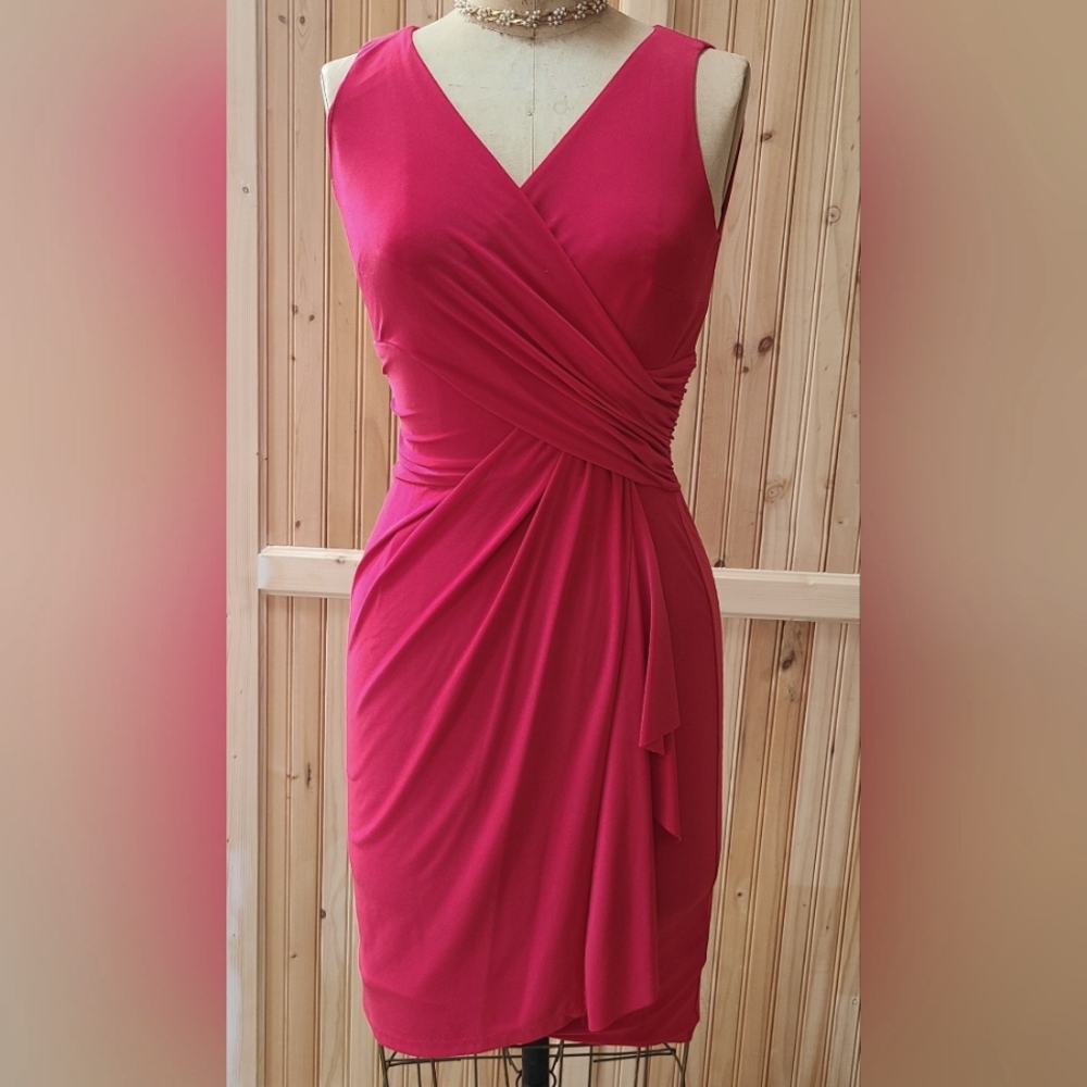 Chaps Beautiful Red Crossover Wrap Dress size Small
